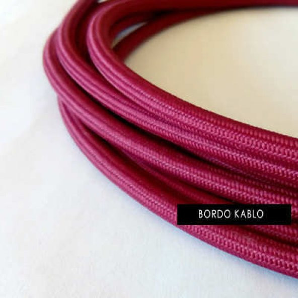 2x0,50mm Bordo Renkli Dekoratif Örgülü Kumaş Kablo, 5 Metrelik Paket ürün görseli 1