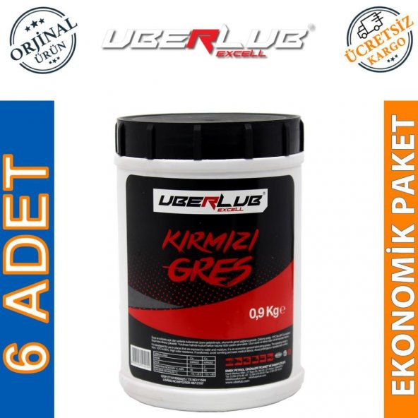 Uberlub Excell Kırmızı Gres 0.9 Kg Kalsiyum Sabunlu Gres (6 Adet) ürün görseli 1