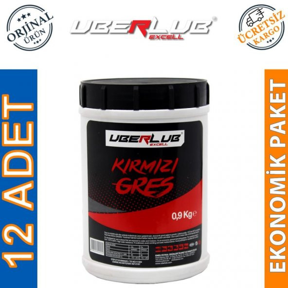 Uberlub Excell Kırmızı Gres 0.9 Kg Kalsiyum Sabunlu Gres (12 Adet) ürün görseli 1