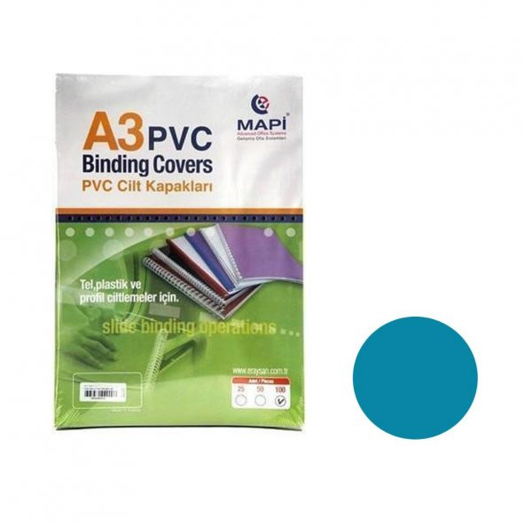 MAPI CILT KAPAGI PVC A3 160 MIC OPAK MAVI 100 LU ürün görseli 1