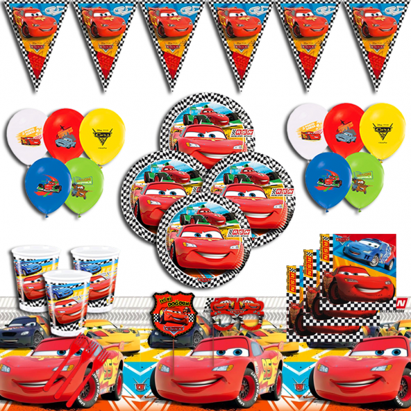 CARS 3 ŞİMŞEK MCQUEEN DOĞUM GÜNÜ PARTİ MALZEMELERİ SÜSLERİSETİ 8 KİŞİLİK ürün görseli 1