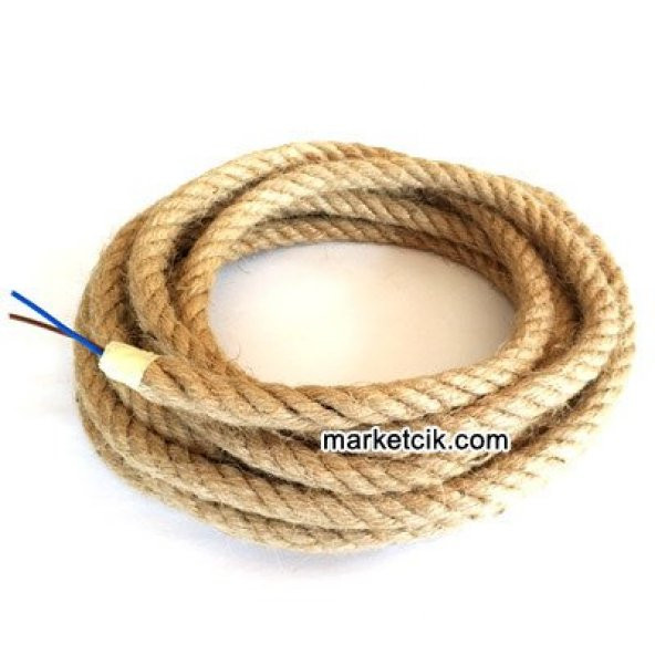 1cm Dekoratif Örgülü Hasır Halat Kablo, 1 Metre (Kablolu) ürün görseli 1