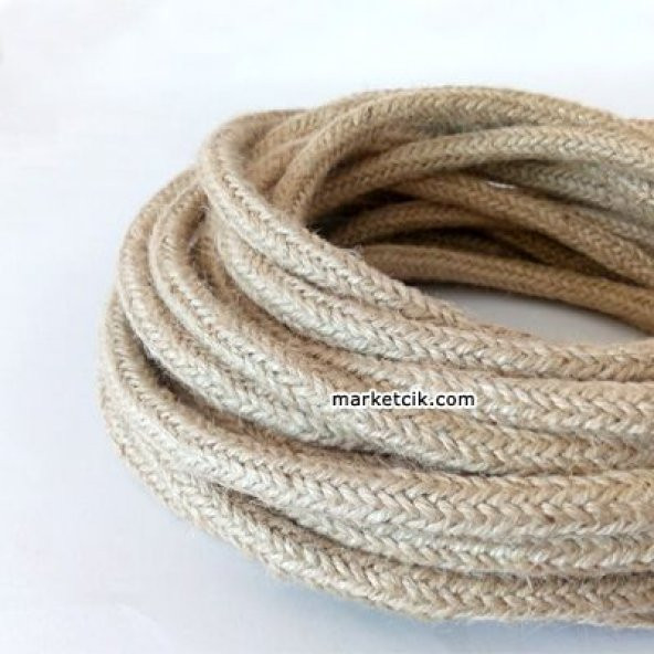 2x0,50mm 1 cm Hasır Örgülü Halat Kablo, 1 Metre ürün görseli 1