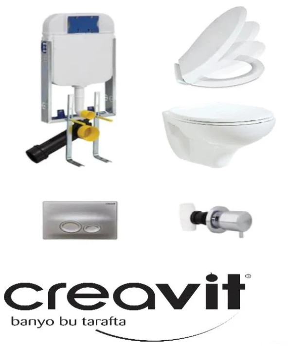 Creavit Tp320 Gömme Rezervuar Seti 5 PARÇA YAVAŞ KAPANIRLI ürün görseli 1