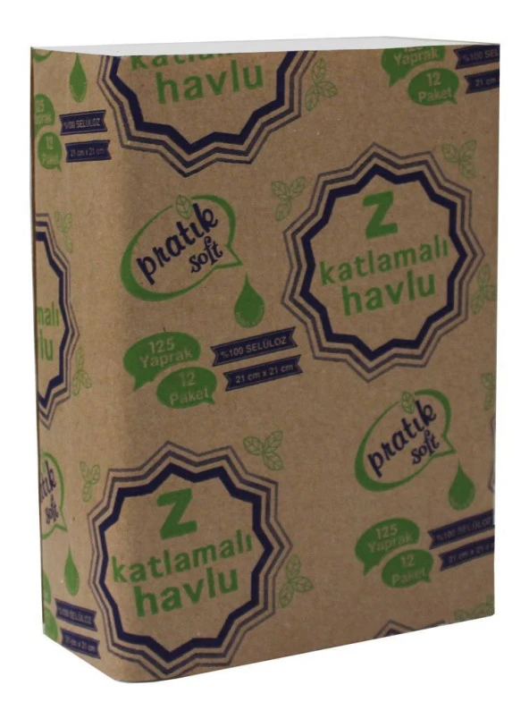 Pratiksoft Z Katlama Dispenser Kağıt Havlu 125 x 12 Paket ürün görseli 1