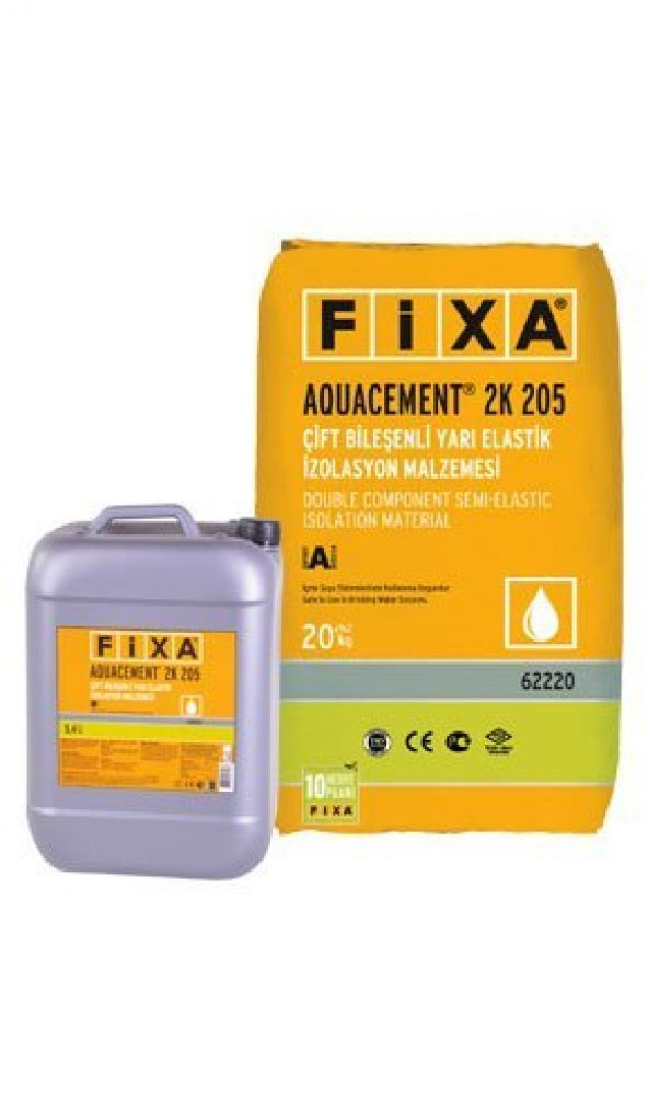 Fixa Aquacement 2K 205, 25.4 KG, Çift Bileşenli Yarı Elastik Su Yalıtım Malzemesi (20 Kg + 5,4 Kg) ürün görseli 1