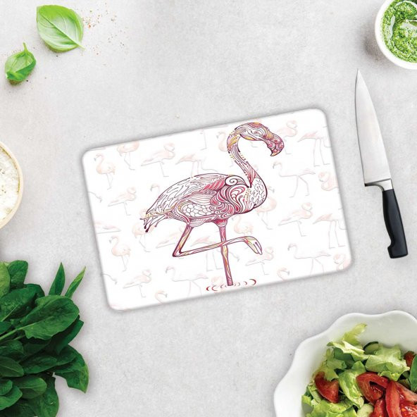 DECORITA - Flamingo Desen - Cam Kesme Tahtası ürün görseli 1
