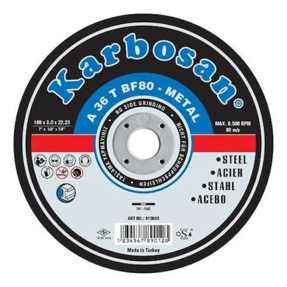 Karbosan Metal Kesme Kesici 180X3X22 mm 20 ADET ürün görseli 1