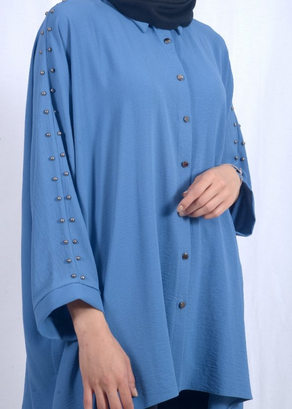 Tesettür Mavi Tunik - Resim 2