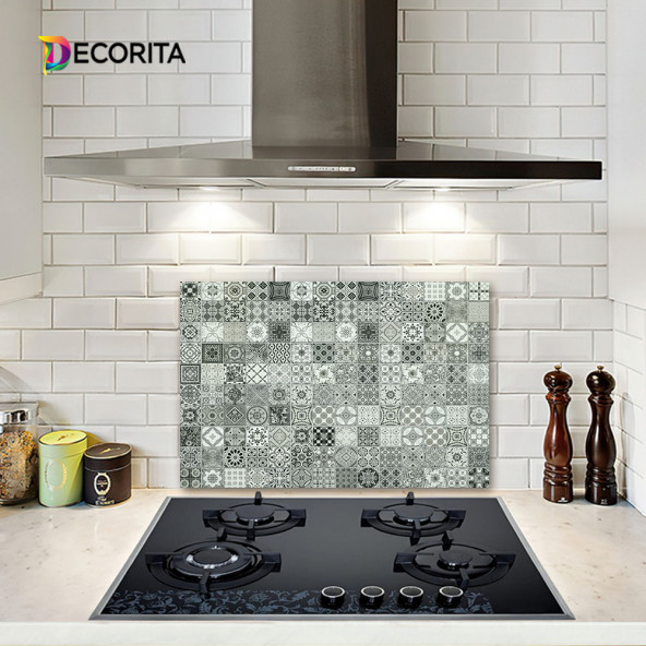 DECORITA Cam Ocak Arkası Koruyucu - Karakalem Desen ürün görseli 1