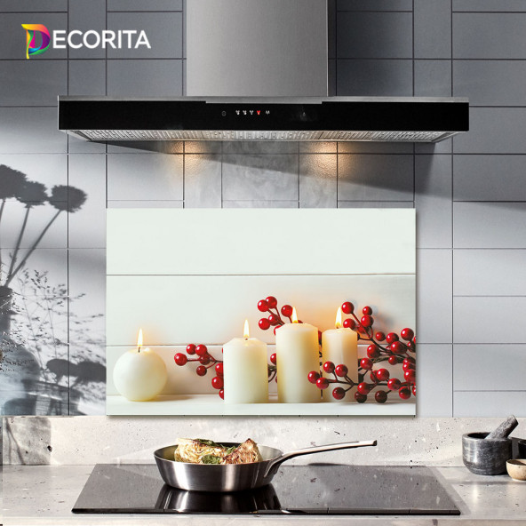 DECORITA Cam Ocak Arkası Koruyucu - Beyaz Mum ürün görseli 1