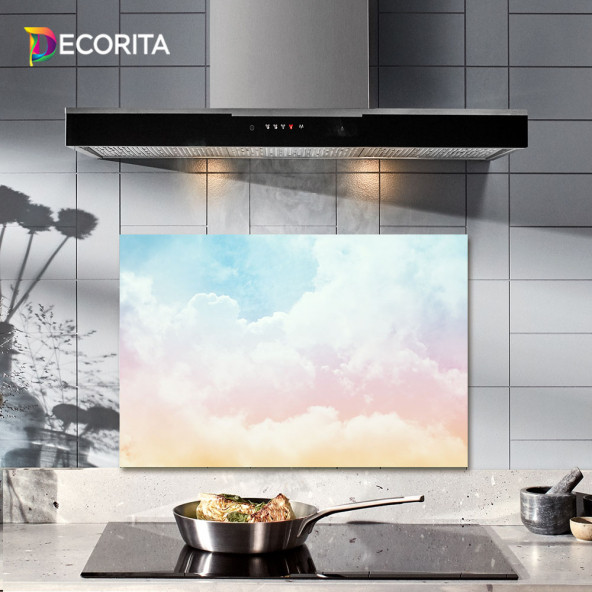 DECORITA Cam Ocak Arkası Koruyucu - Renkli Bulutlar ürün görseli 1