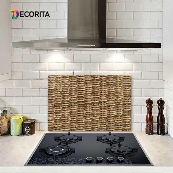 DECORITA Cam Ocak Arkası Koruyucu - Hasır Görünümlü ürün görseli 1