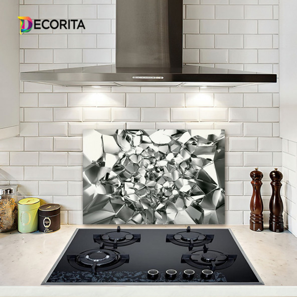 DECORITA Cam Ocak Arkası Koruyucu - Gümüş Kristal ürün görseli 1