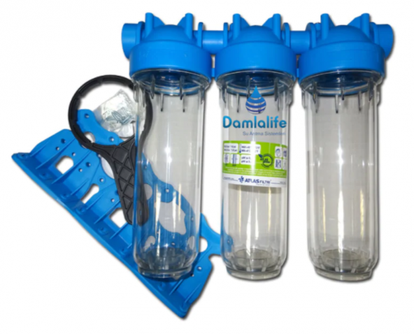Damlalife Atlas 10" Housing 3 Lü Boş Filtre Kabı Bina Girişi ve Kuyu Suyu ürün görseli 1