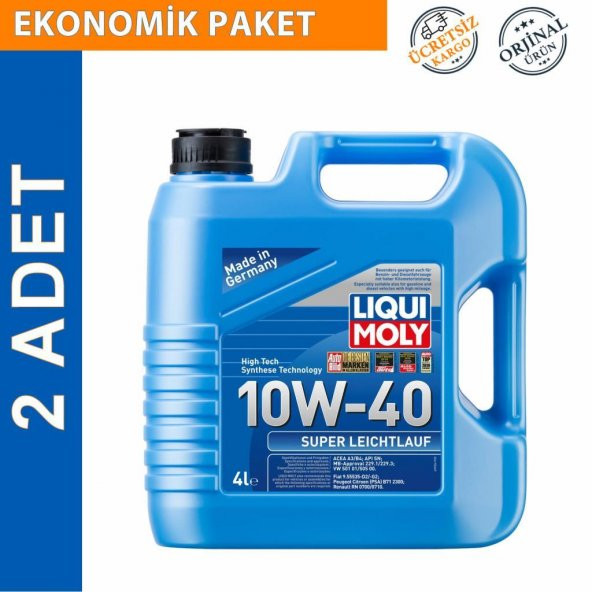 Liqui Moly Super Leichtlauf 10W-40 Motor Yağı 4 Lt (2 Adet) (9504) ürün görseli 1