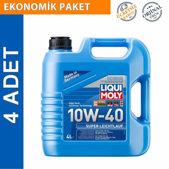 Liqui Moly Super Leichtlauf 10W-40 Motor Yağı 4 Lt (4 Adet) (9504) ürün görseli 1