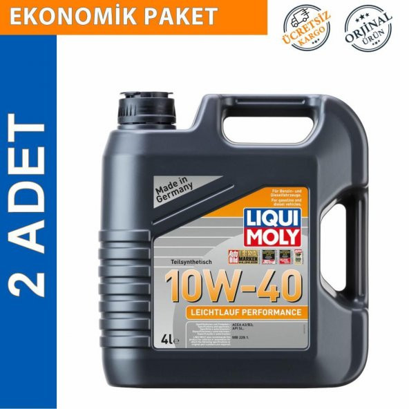 Liqui Moly Leichtlauf Performance 10W-40 Motor Yağı 4 Lt (2 Adet) (8998) ürün görseli 1
