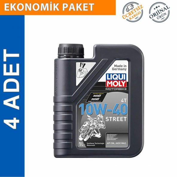 Liqui Moly 10W-40 4T Street 1 Lt Motosiklet Motor Yağı (4 Adet) (1521) ürün görseli 1