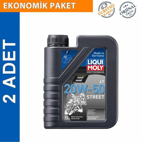 Liqui Moly 20W-50 4T Basic Street 1 Lt Motosiklet Yağı (2 Adet) (1500) ürün görseli 1