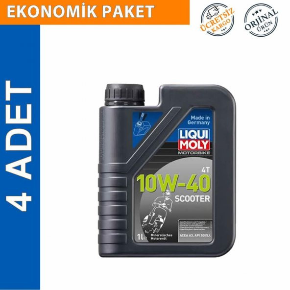 Liqui Moly 10W-40 4T Basic Scooter 1 Lt Motosiklet Yağı (4 Adet) (1618) ürün görseli 1