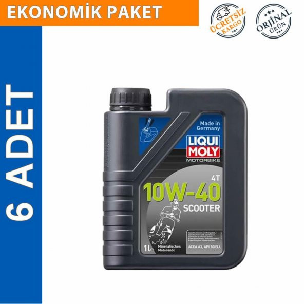Liqui Moly 10W-40 4T Basic Scooter 1 Lt Motosiklet Yağı (6 Adet) (1618) ürün görseli 1