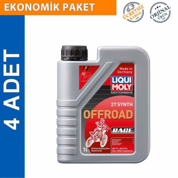 Liqui Moly 2T OffRoad Race 1 Lt Tam Sentetik Motor Yağı (4 Adet) (3063) ürün görseli 1