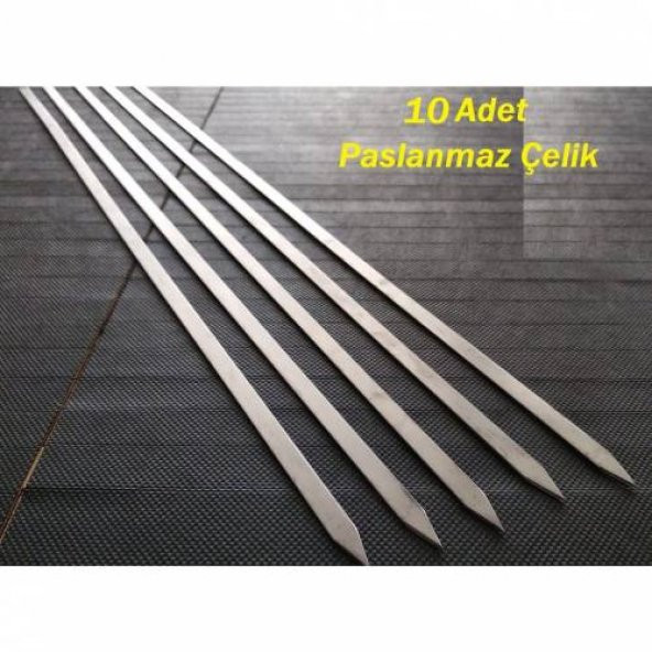 10 Adet Ömürlük Paslanmaz Çelik Krom Adana Kebap Şişi Kıyma Adana Kebap Şiş ürün görseli 1