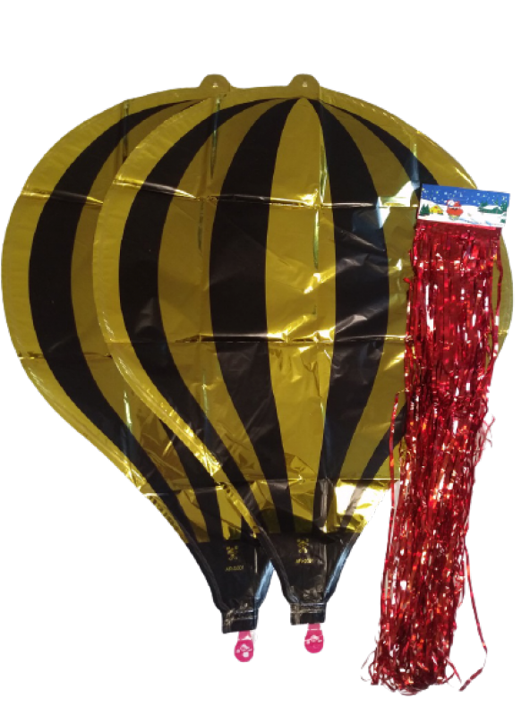 PARAŞÜT FOLYO BALON GOLD SİYAH PÜSKÜLLÜ ürün görseli 1