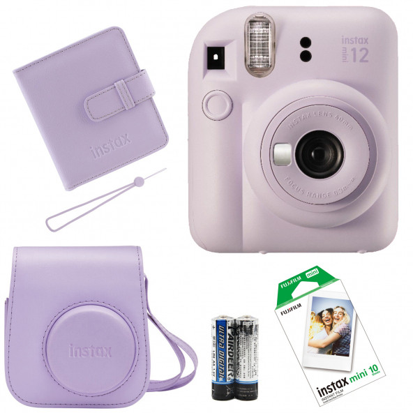 Fujifilm İnstax Mini 12 Fotoğraf MakinesiAskıpilÇanta10'lu filmAlbüm (lila) ürün görseli 1