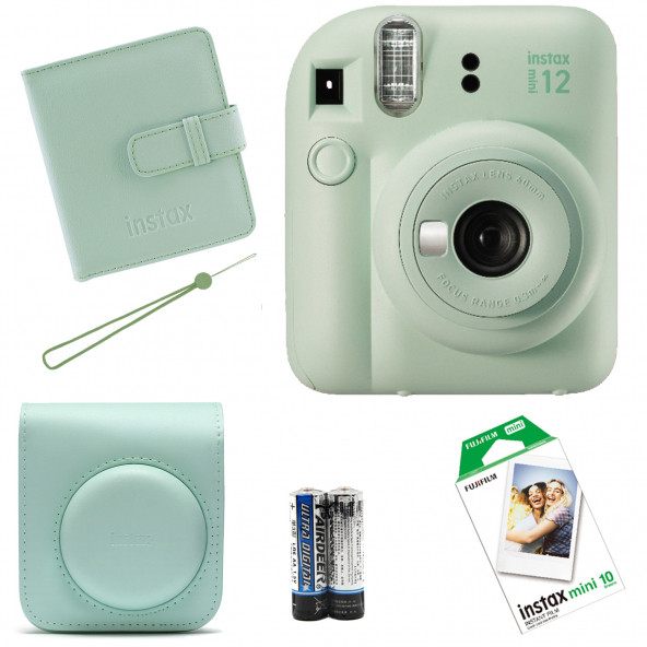 Fujifilm İnstax Mini 12 Fotoğraf MakinesiAskıpilÇanta10'lu filmAlbüm (yeşil) ürün görseli 1