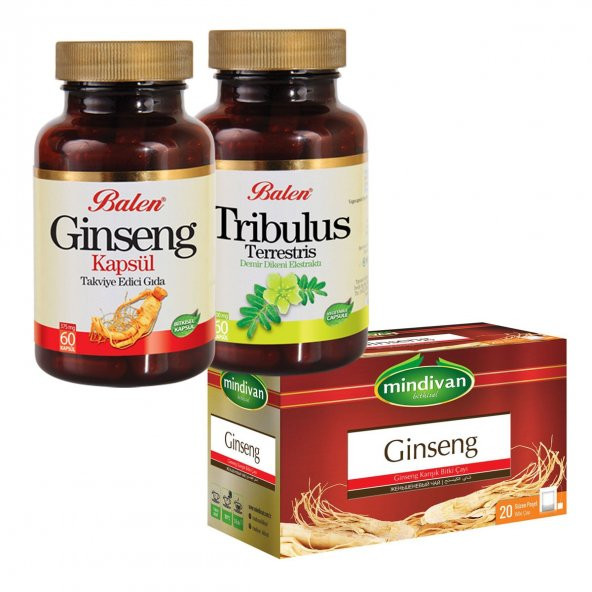 Zindelik SET Ginseng Kapsül + Tribulus Kapsül + Ginseng Çay ürün görseli 1
