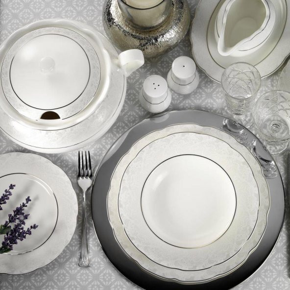Kütahya Porselen Bone Olympos 62 Parça 9287 Desenli Yemek Takımı ürün görseli 1