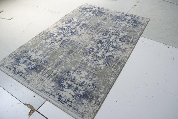 Gri Mavi Modern İnce Salon Halısı - 99145V - Resim 3