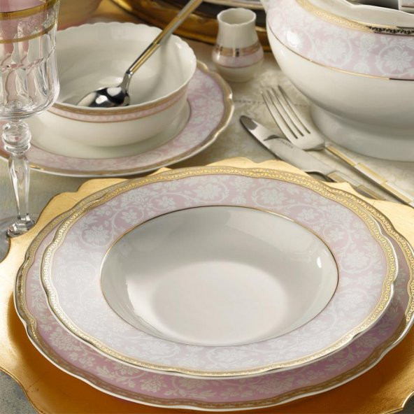 Kütahya Porselen Bone Olympos 62 Parça 93374 Desenli Yemek Takımı ürün görseli 1