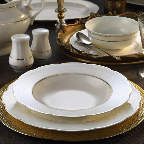 Kütahya Porselen Bone Olympos 62 Parça 10066A Desenli Yemek Takımı ürün görseli 1