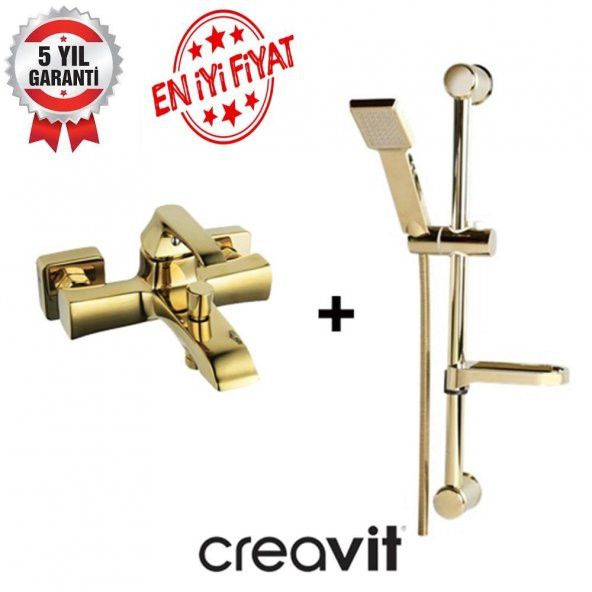 CREAVİT AVANGART 2 Li BANYO ARMATÜR BATARYA SETİ ALTIN AG2500G + SH411G ürün görseli 1