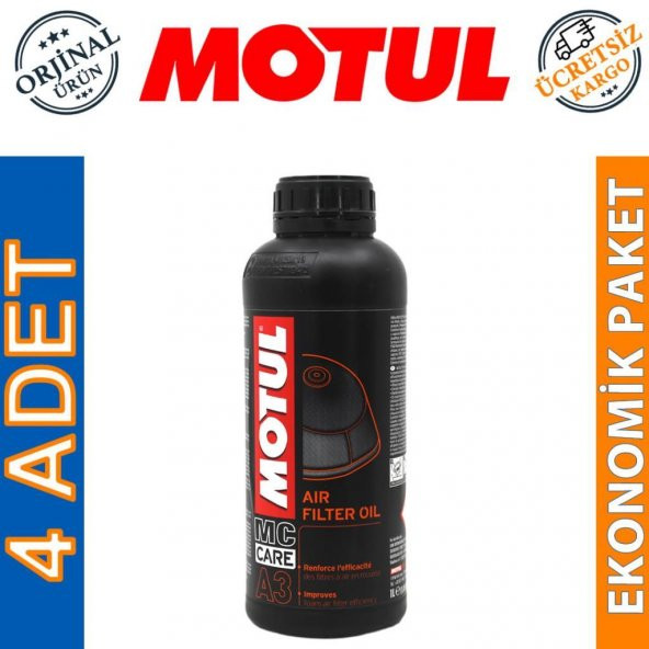 Motul A3 Air Filter Oil 1 Lt Hava Filtresi Yağı (4 Adet) ürün görseli 1