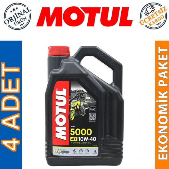 Motul 5000 10W-40 4T 4 Lt 4 Zamanlı Motosiklet Motor Yağı (4 Adet) ürün görseli 1