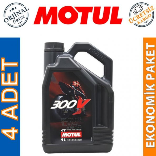Motul 300V FL 10W-40 4T 4 Lt 4 Zamanlı Motosiklet Motor Yağı (4 Adet) ürün görseli 1
