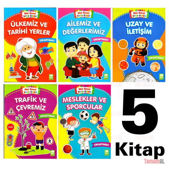 OKUL ÖNCESİ BOYAMA 5 KİTAP SETİ (ÇIKARTMALI) DEĞERLER EMA ürün görseli 1