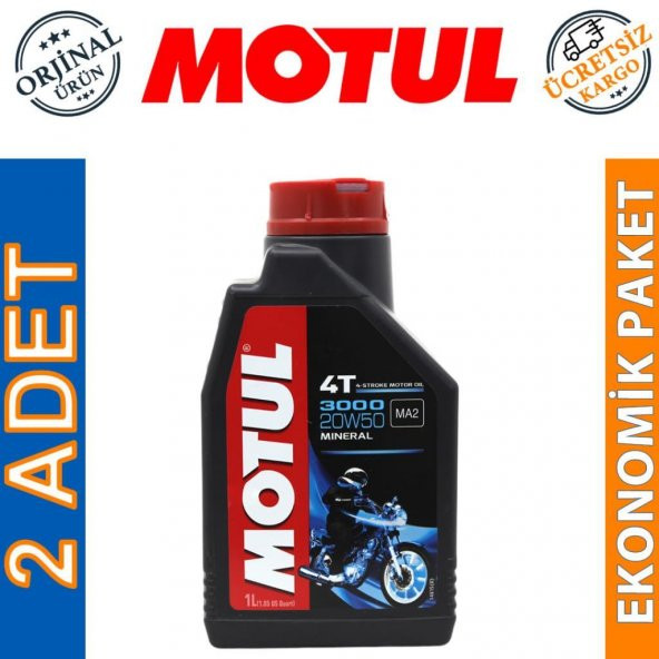 Motul 3000 20W-50 4T 1 Lt 4 Zamanlı Motosiklet Motor Yağı (2 Adet) ürün görseli 1