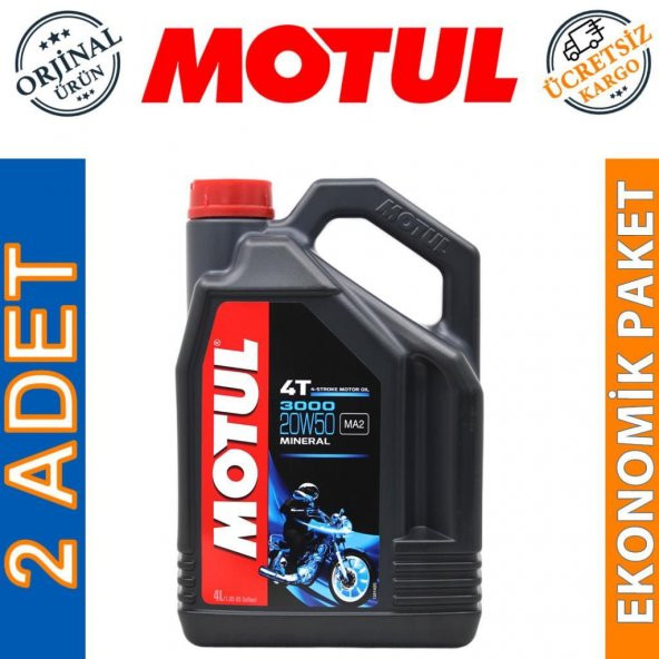 Motul 3000 20W-50 4T 4 Lt 4 Zamanlı Motosiklet Motor Yağı (2 Adet) ürün görseli 1