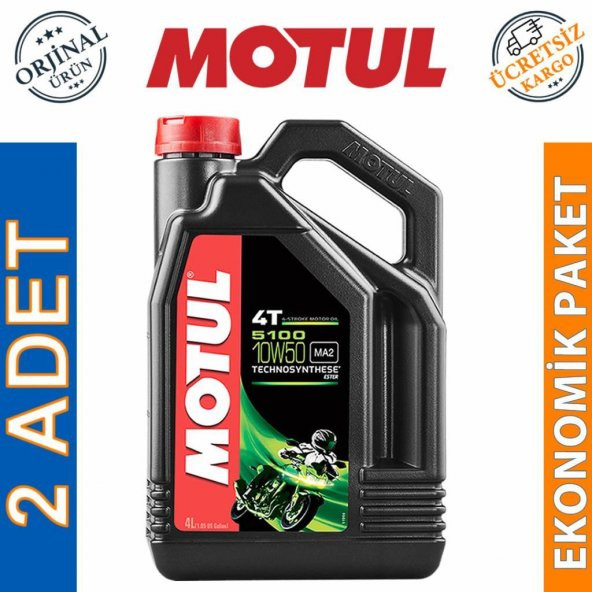 Motul 5100 10W-50 4T 4 Lt 4 Zamanlı Motosiklet Motor Yağı (2 Adet) ürün görseli 1