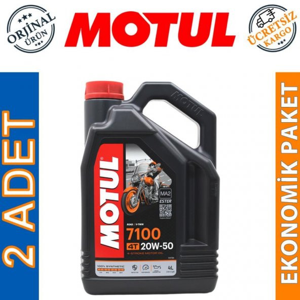 Motul 7100 4T 20W-50 4 Lt 4 Zamanlı Motosiklet Motor Yağı (2 Adet) ürün görseli 1