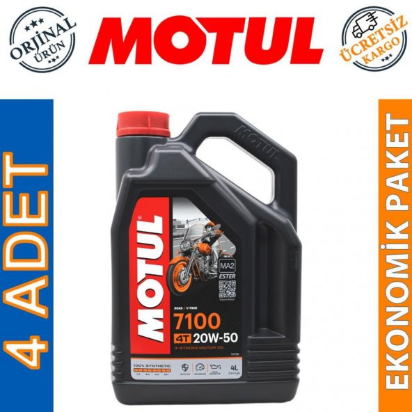 Motul 7100 4T 20W-50 4 Lt 4 Zamanlı Motosiklet Motor Yağı (4 Adet) ürün görseli 1