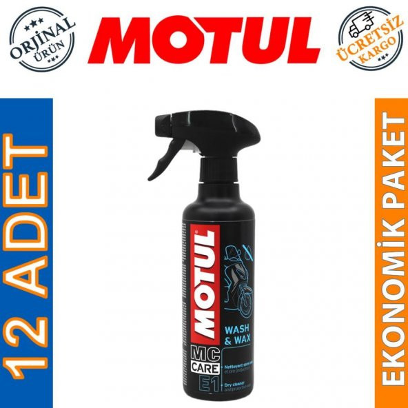Motul E1 Wash & Wax 400 ML Susuz Temizlik ve Koruma Cilası (12 Adet) ürün görseli 1