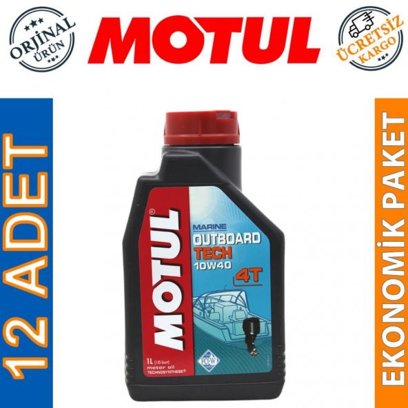 Motul Marine Outboard Tech 4T 10W-40 1 Lt Tekne Motor Yağı (12 Adet) ürün görseli 1