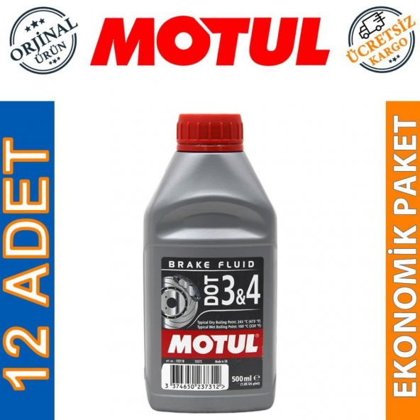 Motul Dot 3 & 4  Brake Fluid 500 ML Fren Hidrolik Yağı (12 Adet) ürün görseli 1
