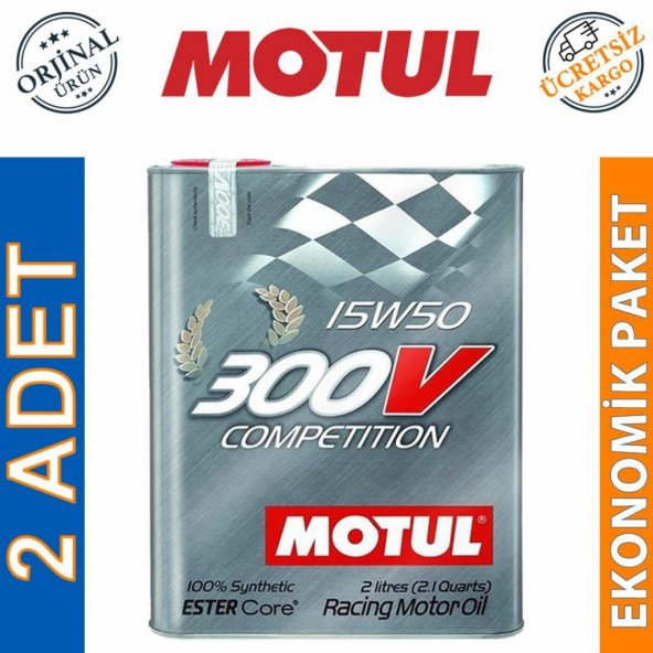Motul 300V Competition 15W-50 2 Lt Tam Sentetik Motor Yağı (2 Adet) ürün görseli 1